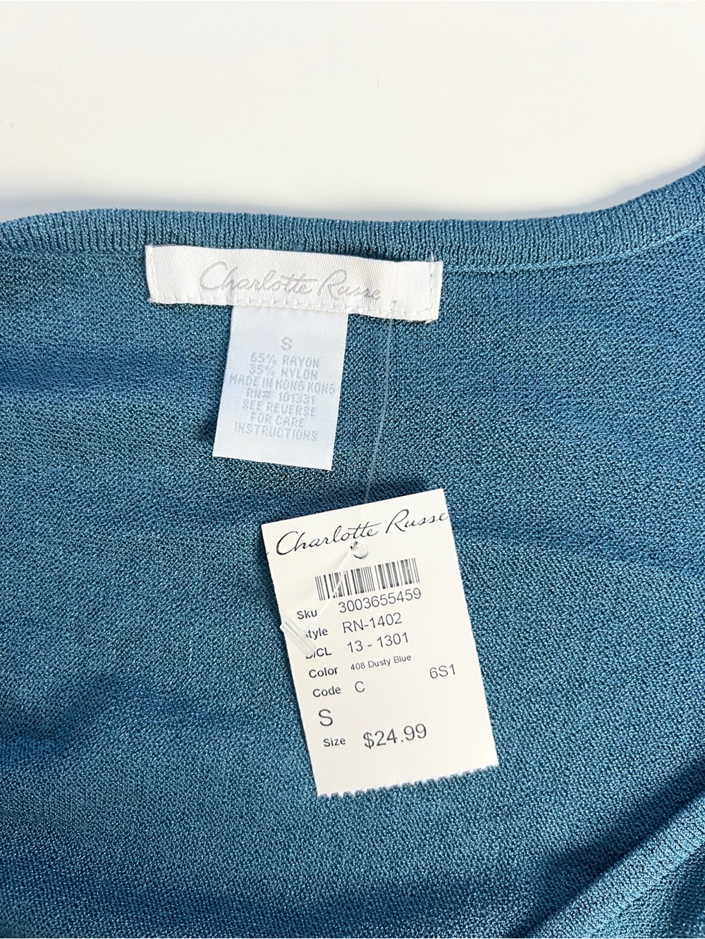 NWT Vintage Y2K Deadstock Charlotte Russe Blue V Neck Shrug Bolero Top 2000s - Picture 3 of 5